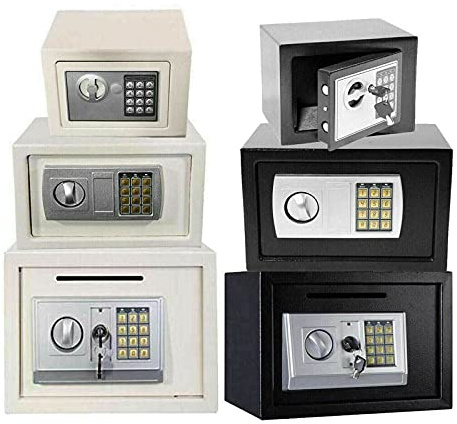 DayPlus Electronic Safe for Home Office Hotel, Fireproof, Digital Code with 2 Emergency Keys, Black Steel, Wall/Floor Mountable, 4.6L