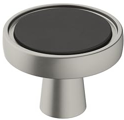 Amerock | Cabinet Knob | Matte Black/Satin Nickel | 1-3/8 inch (35 mm) Diameter | Mergence | 1 Pack | Drawer Knob | Cabinet Hardware