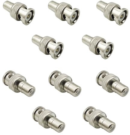 iYueMps 10 pezzi BNC a Cinch Adattatore BNC maschio a femmina accoppiatore BNC maschio a Cinch femmina adattatore coassiale per sistema di telecamere, video, CCTV