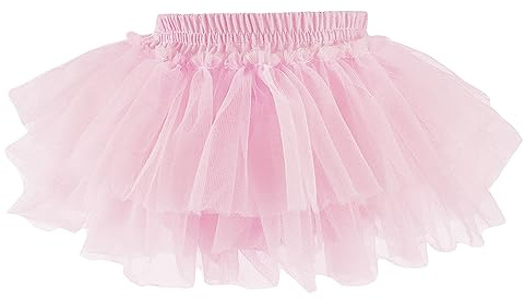 Baby Girls Tutu Skirt with Diaper Cover Toddler Birthday Party Dance Pettiskirt Pink