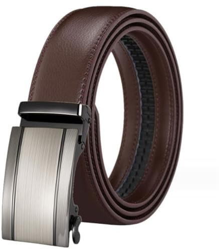 Yorggvel Ceinture en cuir pour homme - Boucle de ceinture à cliquet en alliage - Largeur : 3,5 cm - Multicolore, café, Länge 110cm