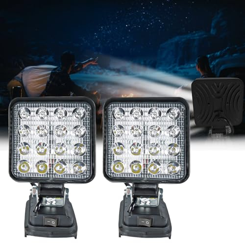 Nizirioo LED Construction Spotlight: 2 Pack 18V 27W Work Light with 16 Super Bright Lamp Beads for Makita Batteries