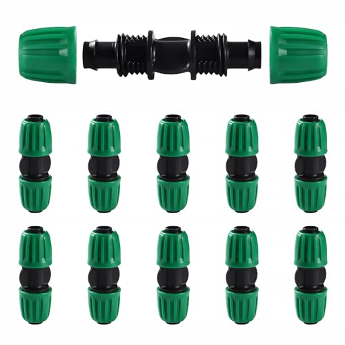 VooGenzek 10 Pièces16mm Raccords D'irrigation Goutte à Goutte, Adaptateur Droits D'Irrigation Goutte, Raccords D'irrigation Droits, Connecteur de Tuyau D'irrigation, pour Jardin, Pelouse (Vert)