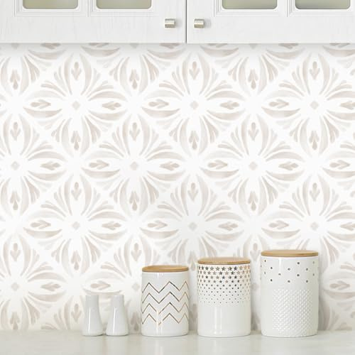 Aniboo Modern Kitchen Peel and Stick Wallpaper Boho Contact Paper 197inL 17.3inW Neutral Self Adhesive Removable Wallpaper for Kitchen Bedroom Bathroom Waterproof Geometric Contact Paper for Cabinets