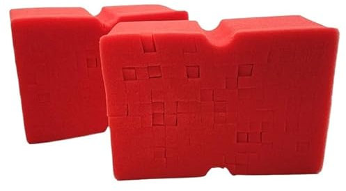 SSIMOO Esponja de Rejilla de Espuma Suave y Duradera, Corte Transversal Grande, Absorbente sin Enjuague, fácil Agarre, Herramientas de Lavado de Autos sin arañazos (Color : 2 Red Sponges)