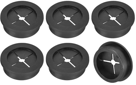 QUARKZMAN 6 st kabelgenomföring Grommet, 1-3/8 tum (35 mm) kabelgenomföring skrivbord kabelgenomföring flexibel gummigenomföring trådhålsskydd för kabelarrangör skrivbord dator, svart