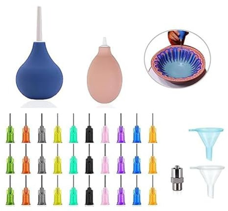 Ziiphon Botella Aplicadora de Punta de PrecisióN de CeráMica para Esmalte de CeráMica, Botella Exprimible de Esmalte de CeráMica con Deslizante para Suministros de Arcilla