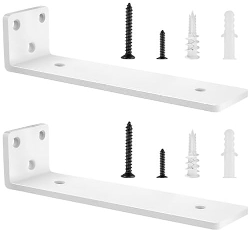 2 Pezzi Supporti per Scaffali, Staffe per Mensole Pesanti, Supporti Mensola Reggi Mensola Porta Mensole da Muroper la Casa, la Cucina e l'ufficio | 25cm, Portata 70 Kg (Bianco) 10in