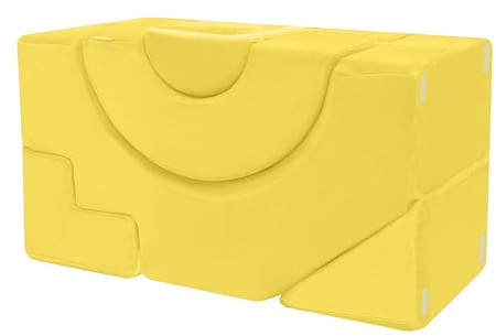 MeMoreCool Sofá infantil plegable 2 en 1, de espuma con función de asiento y tumbona, suave para habitación infantil con funda extraíble, color amarillo
