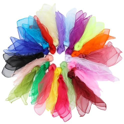 JIANGZHIB 22 Pièces Foulard Jonglage, Foulard Enfant Colorée, Écharpes de Jonglage de 60 x 60cm pour Enfants pour Spectacle, Danse, Gymnastique, Jeux (22 Couleurs)