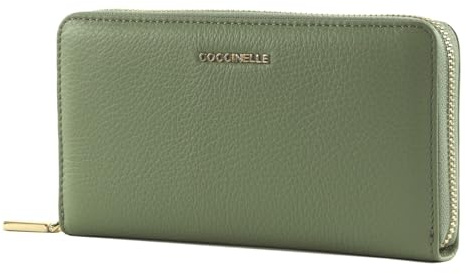 Coccinelle Cuir Porte-Monnaie Metallic Soft Wallet Grained Leather Greenery Menthe