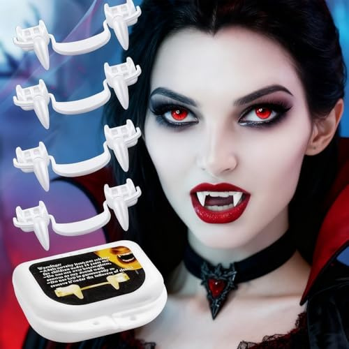 4PCS Vampire Teeth, Retractable Vampire Fangs, Halloween Fake Fangs, Vampire False Tooth for Adult & Kids, Party Favors Costume for Cosplay Party & Horror Props