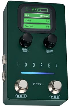 SEAFRONT FLAMMA Pedal de Guitarra Looper, Pedal de Efectos de Guitarra ABS de Alta Capacidad, 40 Ranuras, Tiempo de Bucle de 160 Minutos para Eléctrica y bajo (Enchufe de la UE)