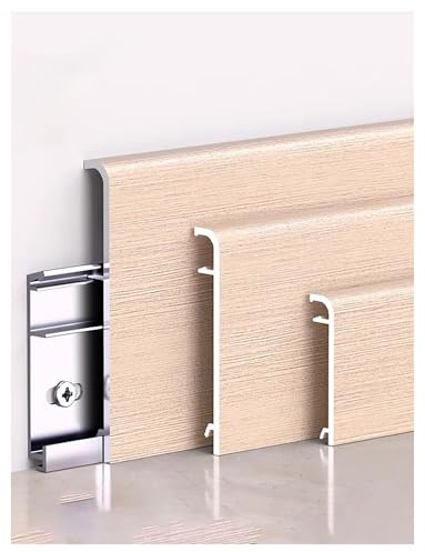 Golvlist i aluminium, Wood Look Aluminium Baseboard Clip On Kit Multicolor 4-8 cm höjd Paket med 4(D,Height: 8 cm)