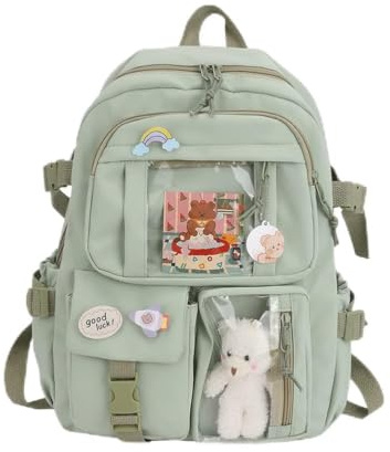 Chrees Söt Ryggsäck, Lätt Vattentät Nylon Skolväska med Stor Kapacitet för Tonårsflickor, med Justerbara Axelremmar och Söt Märke, för Travel Picnic College (#1)