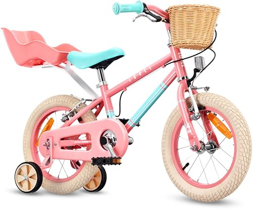 sun baby Lovel Bicicleta niña 14 con Sillita para muñecas - Rosa-Menta