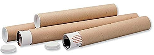 Ambassador Postal Tube Cardboard with Plastic End Caps L720x Dia.102mm Ref PT102150720 [Pack of 12], Brown, 70248