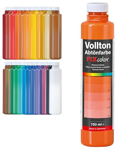PUFAS decotric FIXcolor Bunte Abtönfarbe Orange - 750 ml I Dispersionsfarbe für dekorative Anstriche und wasserbasierten Materialien I Hohe Farbkraft & Ergiebigkeit