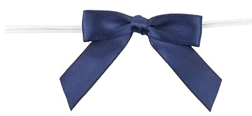Reliant Ribbon 5171-05503-2X1 Satin Twist Tie Bows - Small Bows, 5/8 Inch X 100 Pieces, Navy