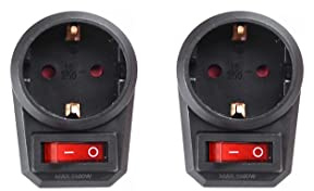 adaptador 1 toma con interruptor,enchufe color negro (2 unds)