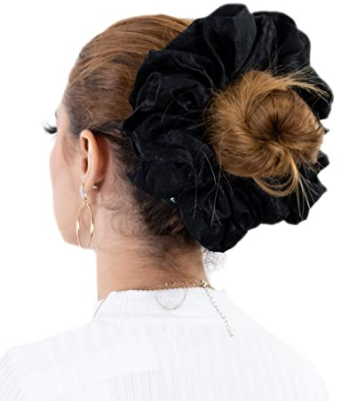 VH400 Volumerande satin scrunchie för muslimska kvinnor (svart)