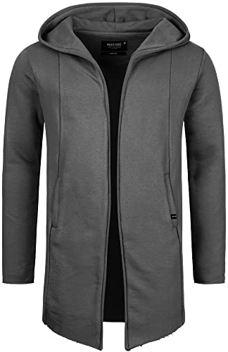 Indicode Herren Brekstad Oversize Sweatjacke mit Kapuze aus Baumwolle | Sweater Männer Charcoal Mix, XXL