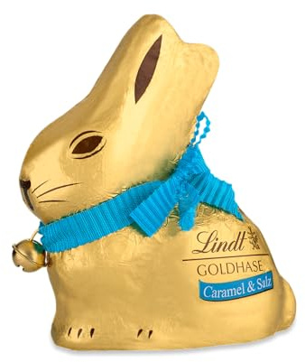 Lindt Schokolade | GOLDHASE Caramel & Salz | 100g | Edler Schokoladenhase aus Vollmilch-Schokolade mit feinem Caramel und Salz | Schokoladenhase | Perfektes Oster-Geschenk für Familie & Freunde