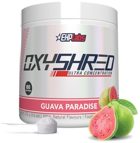 EHP Labs OxyShred Pre Workout Powder & Shredding Supplement - Preworkout Powder with L Glutamine & Acetyl L Carnitine, Energy Boost Drink - Guava Paradise, 60 Servings