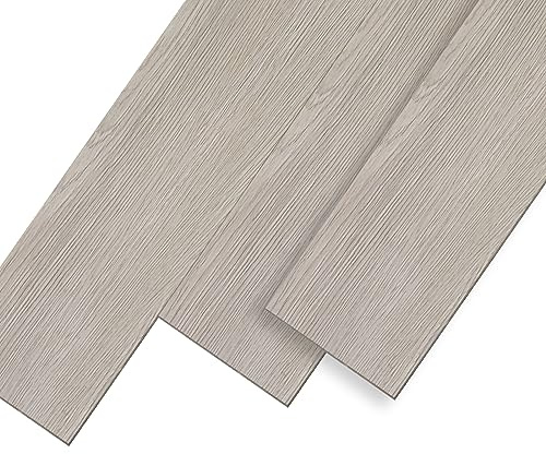 UISEBRT Pavimenti in PVC Autoadesivo Listoni in laminato vinilico, Effetto legno, 91,44 x 15,24 x 0,2 cm, 18 pezzi circa 2,5 m², Piastrelle Adesive PVC per Cucina Soggiorno Balcone, Beige Grigio