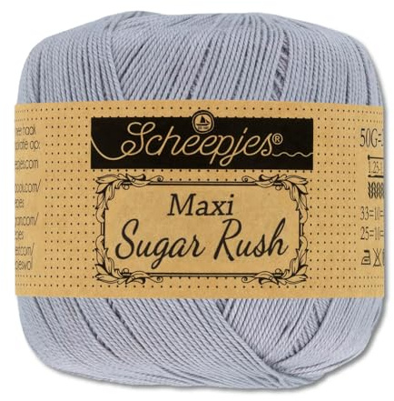 Frida's Wollhaus Scheepjes 50 g Maxi Sugar Rush Crochet Yarn Fillet Crochet Cotton 87 Colours (618 | Silver)