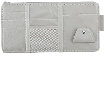 OHAOLYLE Classic Leather Car Sun Visor Organizer, Multi-Pocket Pouch for Cards, Money, Pen, Glasses, CD, Universal Fit for Car and SUV