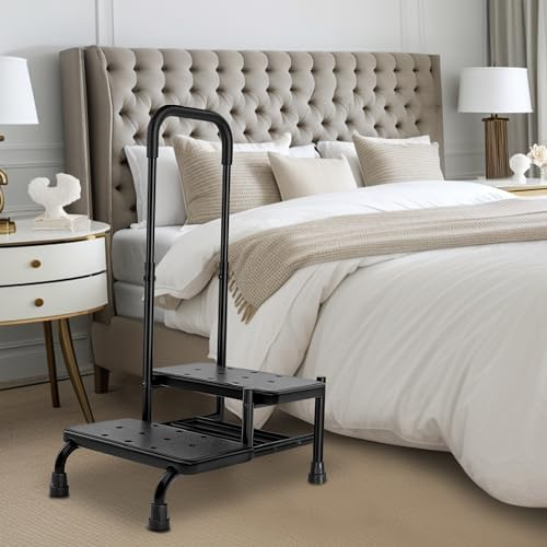 REAQER Trittstufe Badewanneneinstiegshilfe mit Haltegriff Badewannentritt für Senioren（schwarz）