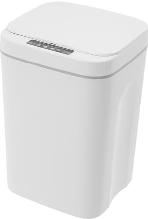 Qussse Sensor, pattumiera automatica da 16 l, con coperchio, per bagno, ufficio, cucina, bianco