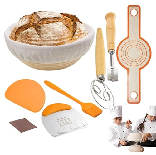 Bröd Kit för nybörjare, brödkit för vuxna - hemlagad brödstartssats - uppsättning av jäsningskorgar, baktillbehör för proffs