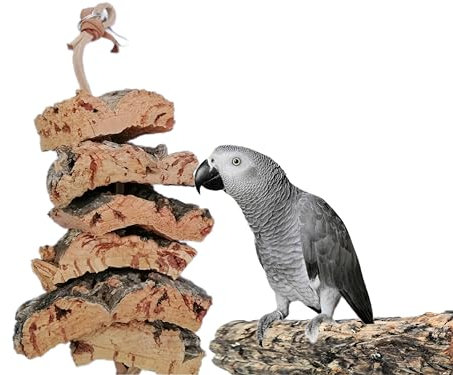 Großer Knabberspaß XXL mit viel Korkrinde, mit extra dicken Sisalseil zum aufhängen Käfigzubehör Wellensittichspielzeug Papageienspielzeug