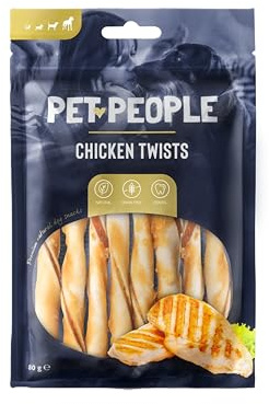 Pet People Chicken Twists 80g, Natural, Grain Free, High Protein, Dental Care, Dog Snacks - 8pc, 80g (10 Bags)