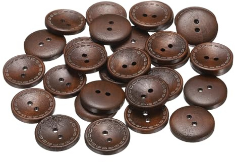 QUARKZMAN 30 st 36L träknappar 7/8 tum (23 mm) 2 runda hål träknappar för sömnad dekorativa hantverk sömnad kläder gör-det-själv hantverk dekoration, medium brun
