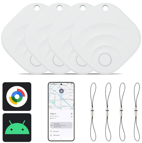 Reyke Android Tracker, Air Smart Tag Compatible avec Google Find My (Android Seulement), Traceur pour clés, Bagages, Valise, Portefeuille, 4 Pack