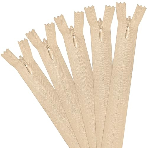 Pack de 5 cremalleras invisibles, 40 cm/16 pulgadas cremalleras de nailon para costura: cojines, faldas, pantalones, ropa, bolsas (beige)
