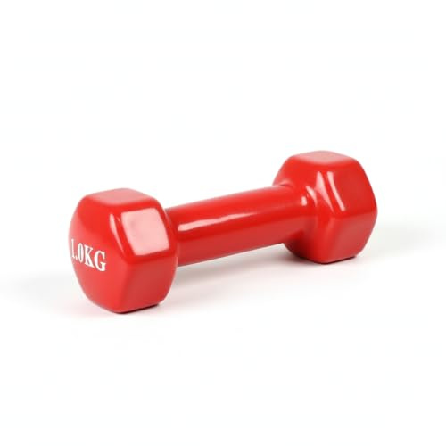 1kg Vinyl Dumbbell Single – Red Hand Weight for Home Gym, Aerobics, Boxing & Fitness Training – Anti-Slip Coated Dumbbell for Strength & Rehabilitation Exercises
