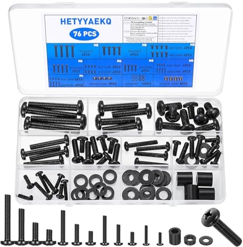 76 Pcs Tornillos VESA, M4 M5 M6 M8 Kit de Hardware de Montaje de TV Universal, Tornillos Soporte de Pared de Montaje de TV para Mayoría de Soportes de Pared de TVs, Televisores de Hasta 80