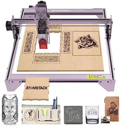 ATOMSTACK A5 Pro 40 W Laser graviermaschine, 5W Laser-Ausgangsleistung, Gravurfläche 410x400mm, 0,01 mm hochpräzise Laser Cutter, Graveur für Holz Metall DIY handgefertigt