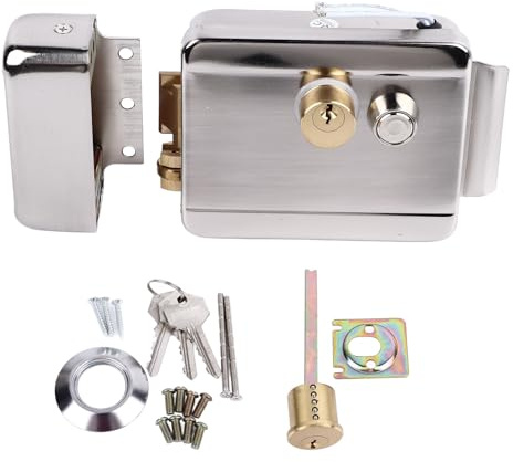 Cerradura de puerta de intercomunicador con timbre de control eléctrico, cerradura doble de doble cabezal para de seguridad, cerradura de puerta electrónica de 12 V con