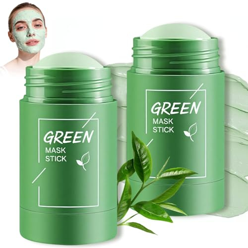 2 Pièces Green Tea Mask Stick,Masque Visage Thé Vert Nettoyant En Profondeur,Masque Stick Thé Vert Pour Anti-Points Noirs,Contrôle Du Sébum Et Hydratation,Soin Purifiant Portable Pour La Plupart