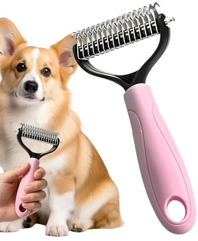 Rastrello sottopelo per cani, strumento di toelettatura a doppio lato per la rimozione dei , spazzola per sottopelo canino, per uso in salone, parrucchiere, orario del bagno, animali domestici