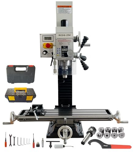 INTBUYING Mini Milling Drilling Machine Benchtop Mill Drill Machine Precision Metalworking Drill Machine Mirco-Feed 1100W 50-2250rpm Powerful Multi-Function Drill Mill for Professionals&Hobbyists 110V