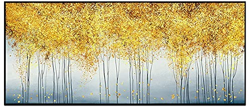 Handgemalte Acryl Gemälde Auf Leinwand,Moderner Abstrakter Goldener Baum Extra Große Wandkunst Rahmenlos Coole Gemälde Kunstwerk Strukturiert Für Wohnzimmer Schlafzimmer Wohnaccessoires,60X