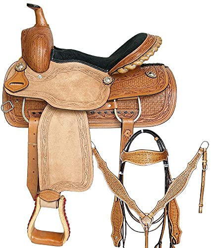ANNOOR International Youth Child Premium Leather Western Barrel Racing Pony Miniature Horse Saddle 10 to 13 Inches Seat (12.5 Inches Seat)