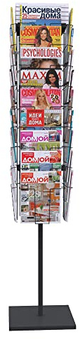 Kroey Rotating Brochure Display Stand, Leaflet Stand, Detachable Magazine Rack with 36 Pockets, 63inch Floor Standing Literature Display Stand