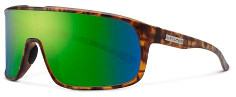 Suncloud Double Up Polarisierte Sonnenbrille - 100% UV-Schutz - Bequeme Passform, Trendiges Design - Für Damen & Herren - Matte Schildkröte + Polarisierte Grüne Verspiegelte Gläser
